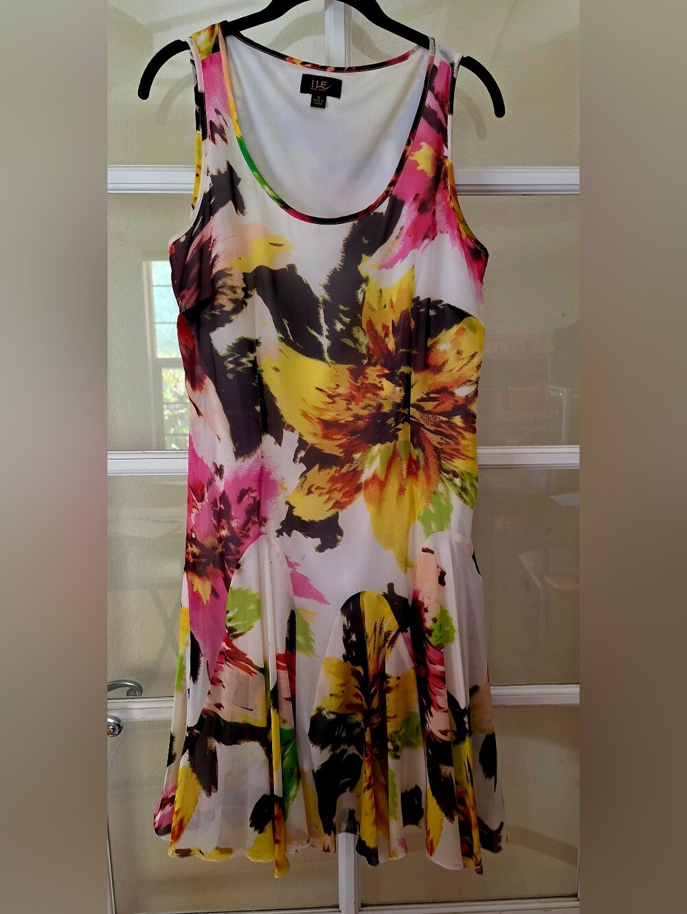 I Le New York, Floral Sleeveless Fit & Flare Dress - Yellow Pink Black, Gorgeous